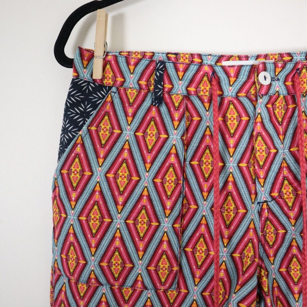Sundance Size PS Kalini Shorts Cotton Linen Print Multicolor Diamond Cuffed - Picture 8 of 11